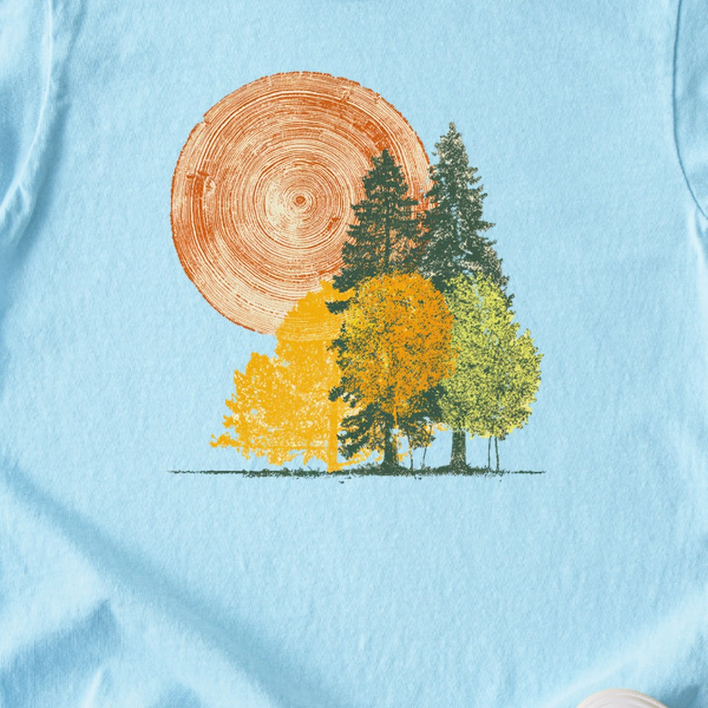 Woodcut Stamped Forest Kids Cotton T-Shirt