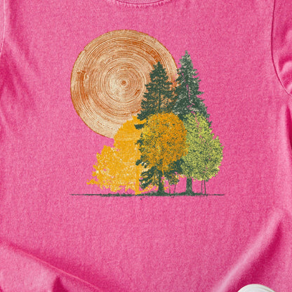 Woodcut Stamped Forest Kids Cotton T-Shirt
