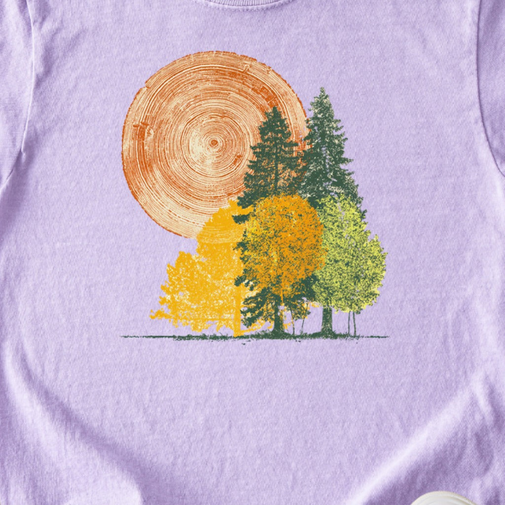 Woodcut Stamped Forest Kids Cotton T-Shirt