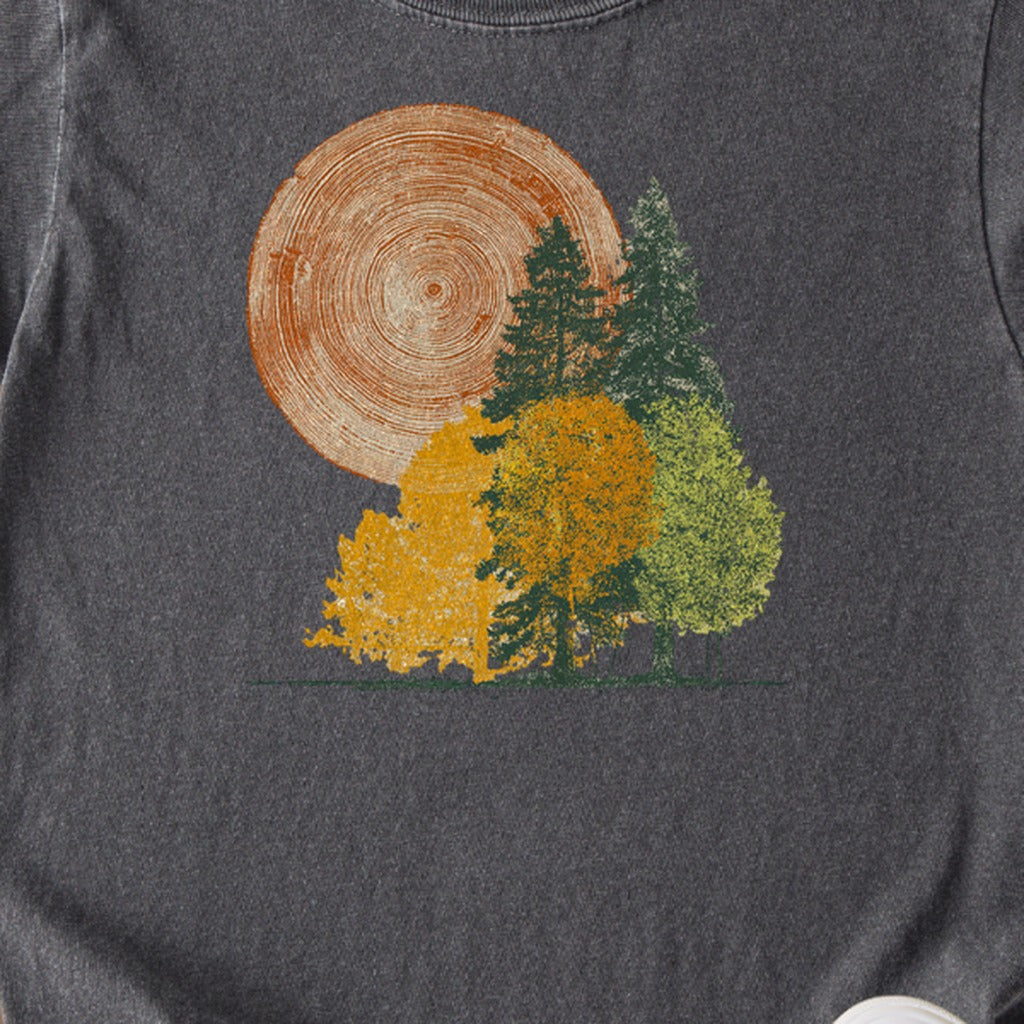 Woodcut Stamped Forest Kids Cotton T-Shirt