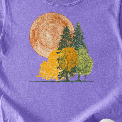 Woodcut Stamped Forest Kids Cotton T-Shirt