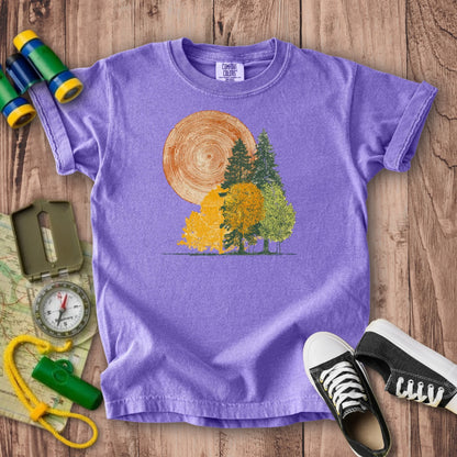 Woodcut Stamped Forest Kids Cotton T-Shirt