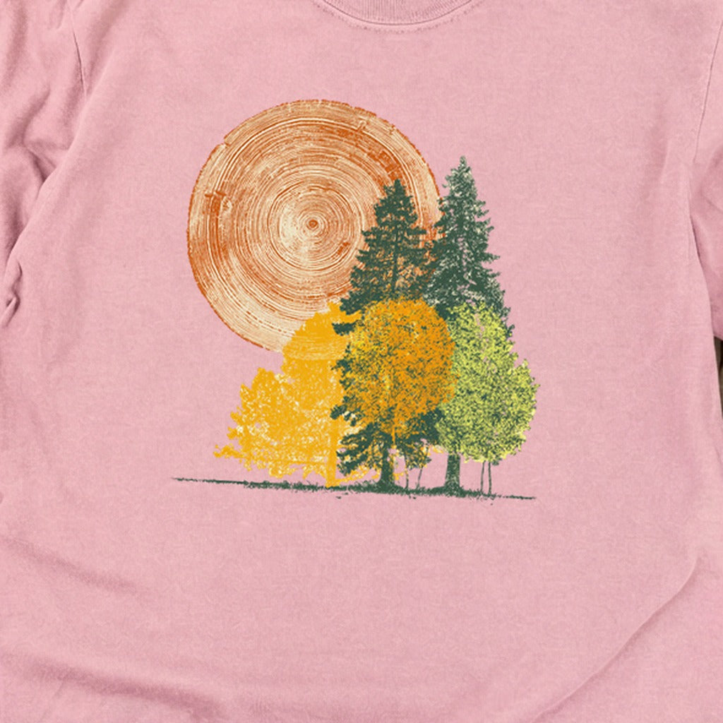 Woodcut Stamped Forest Cotton Long Sleeve