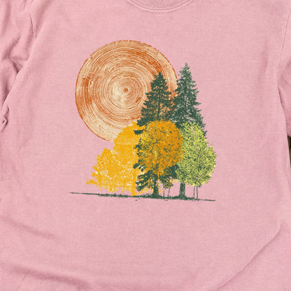 Woodcut Stamped Forest Cotton Long Sleeve