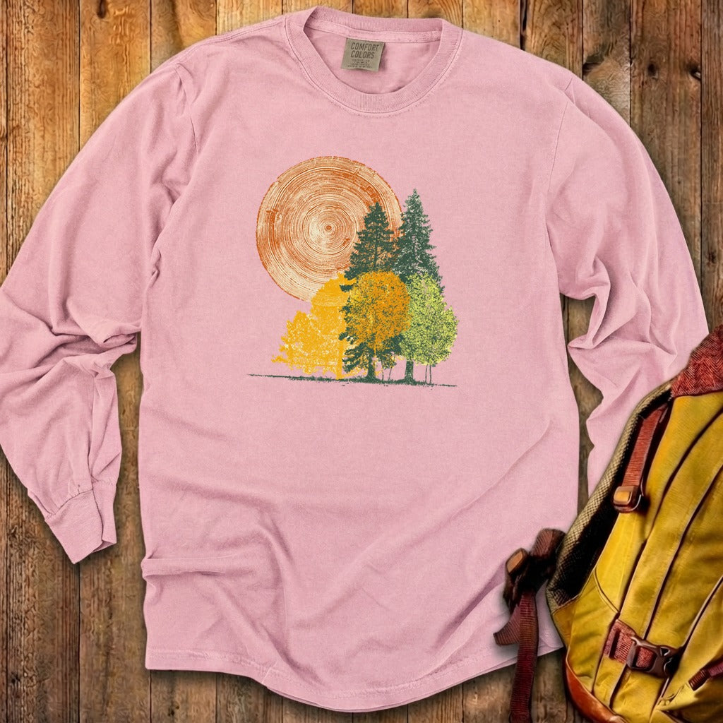 Woodcut Stamped Forest Cotton Long Sleeve