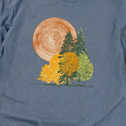 Woodcut Stamped Forest Cotton Long Sleeve