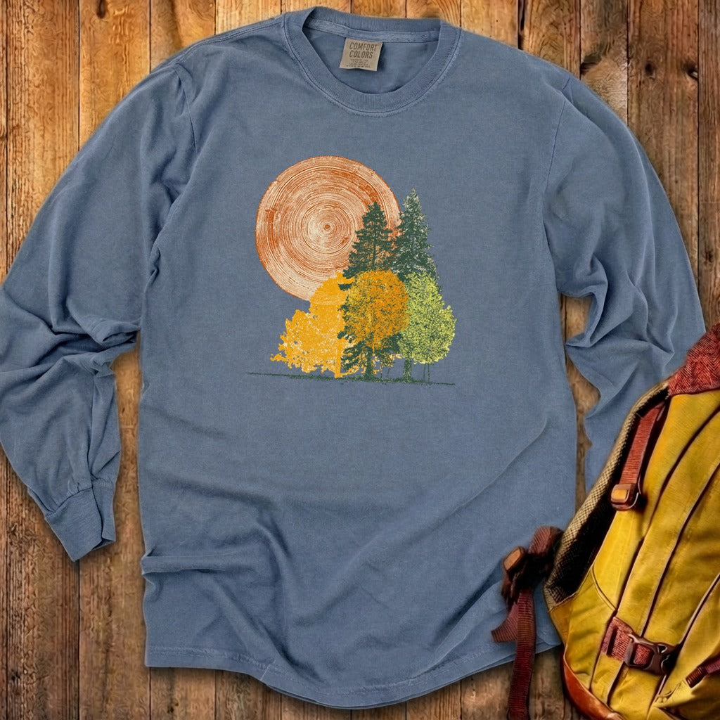 Woodcut Stamped Forest Cotton Long Sleeve