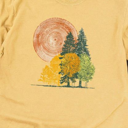Woodcut Stamped Forest Cotton Long Sleeve
