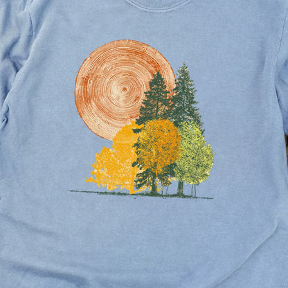 Woodcut Stamped Forest Cotton Long Sleeve