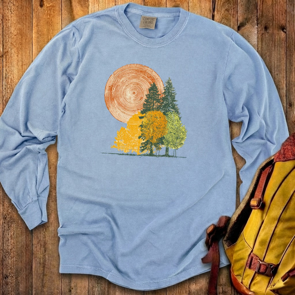Woodcut Stamped Forest Cotton Long Sleeve