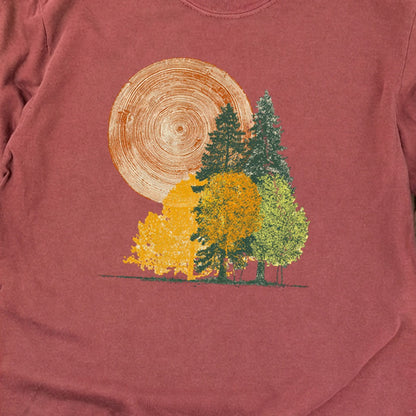 Woodcut Stamped Forest Cotton Long Sleeve
