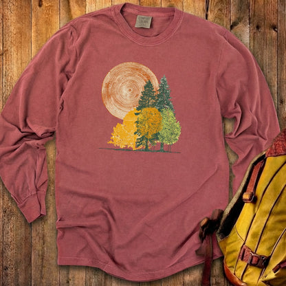 Woodcut Stamped Forest Cotton Long Sleeve
