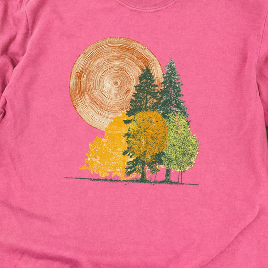 Woodcut Stamped Forest Cotton Long Sleeve
