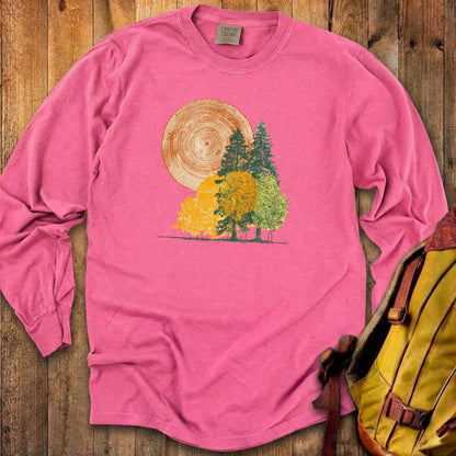 Woodcut Stamped Forest Cotton Long Sleeve