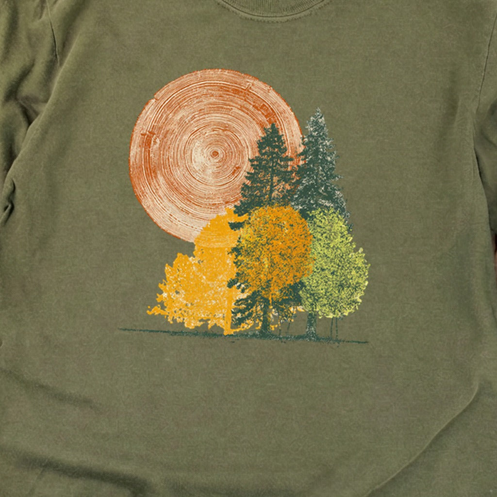 Woodcut Stamped Forest Cotton Long Sleeve