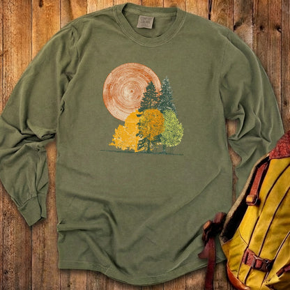 Woodcut Stamped Forest Cotton Long Sleeve