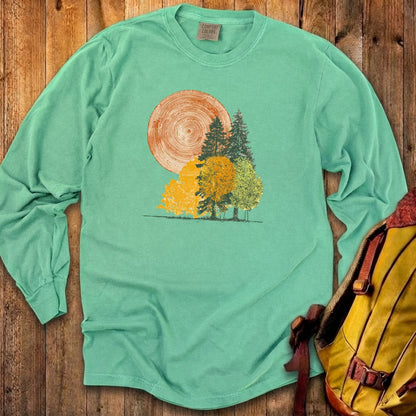 Woodcut Stamped Forest Cotton Long Sleeve
