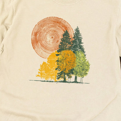 Woodcut Stamped Forest Cotton Long Sleeve