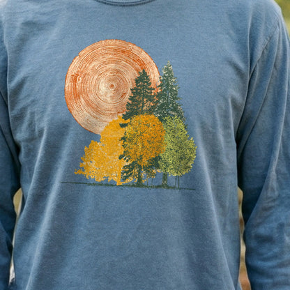 Woodcut Stamped Forest Cotton Long Sleeve