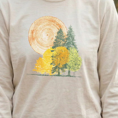 Woodcut Stamped Forest Cotton Long Sleeve