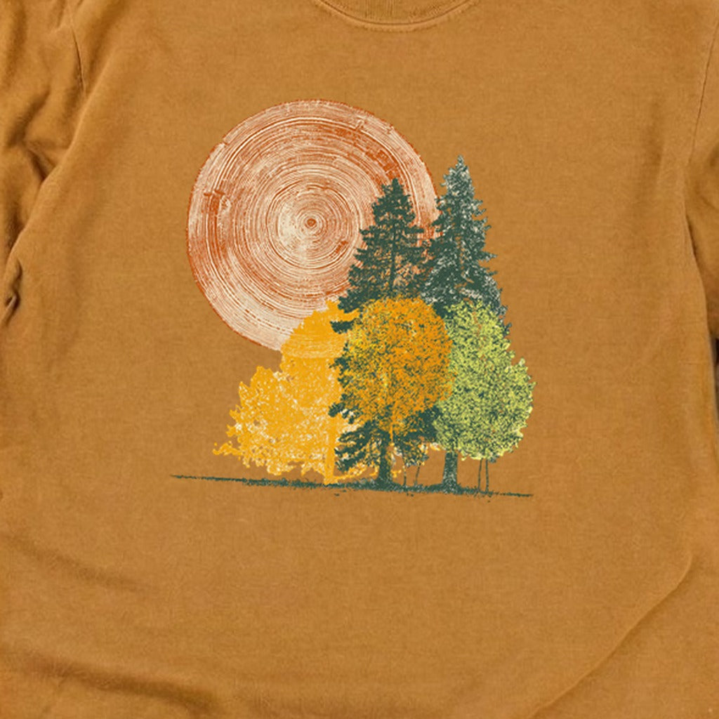 Woodcut Stamped Forest Cotton Long Sleeve
