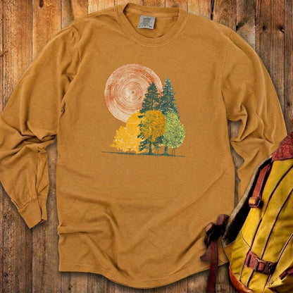 Woodcut Stamped Forest Cotton Long Sleeve