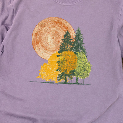 Woodcut Stamped Forest Cotton Long Sleeve