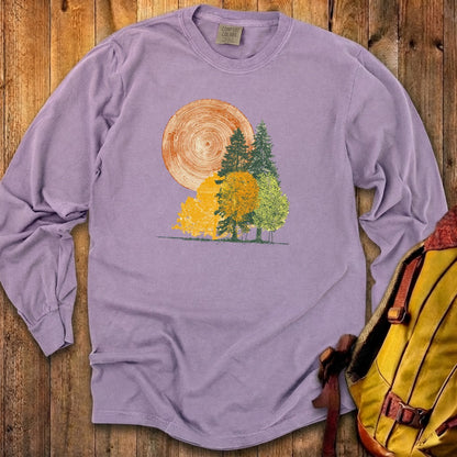 Woodcut Stamped Forest Cotton Long Sleeve