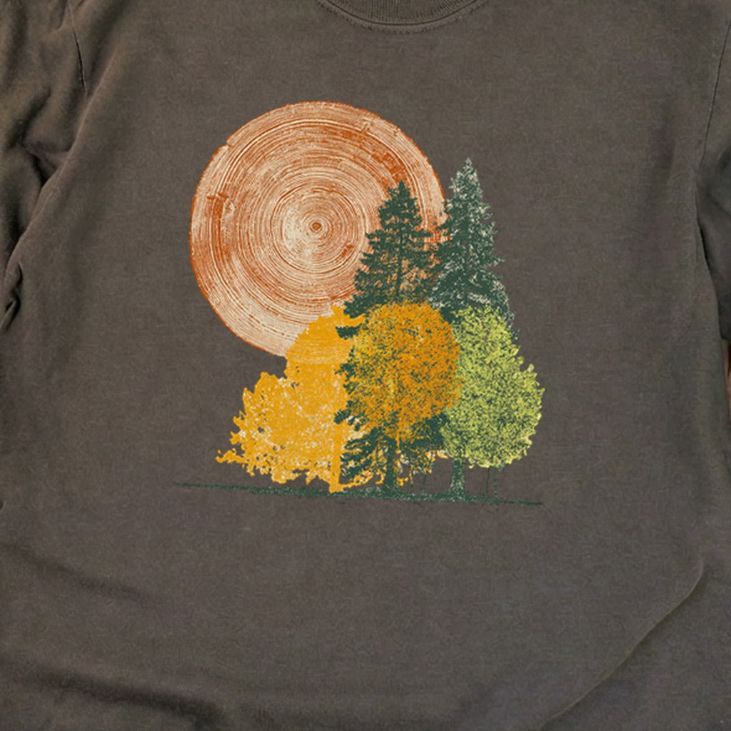 Woodcut Stamped Forest Cotton Long Sleeve