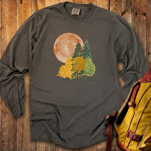 Woodcut Stamped Forest Cotton Long Sleeve