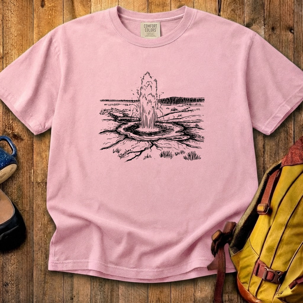 Yellowstone Line Drawing Cotton T-Shirt