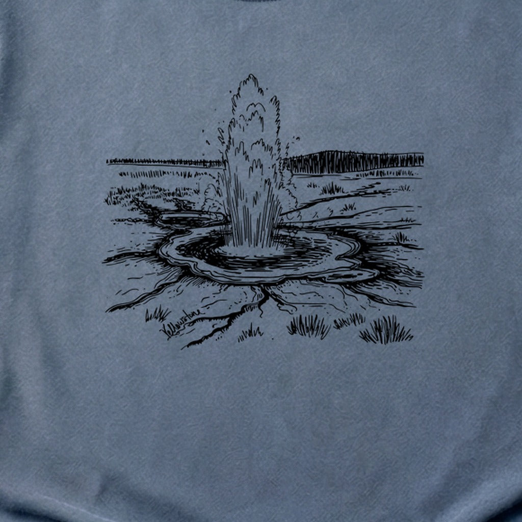 Yellowstone Line Drawing Cotton T-Shirt
