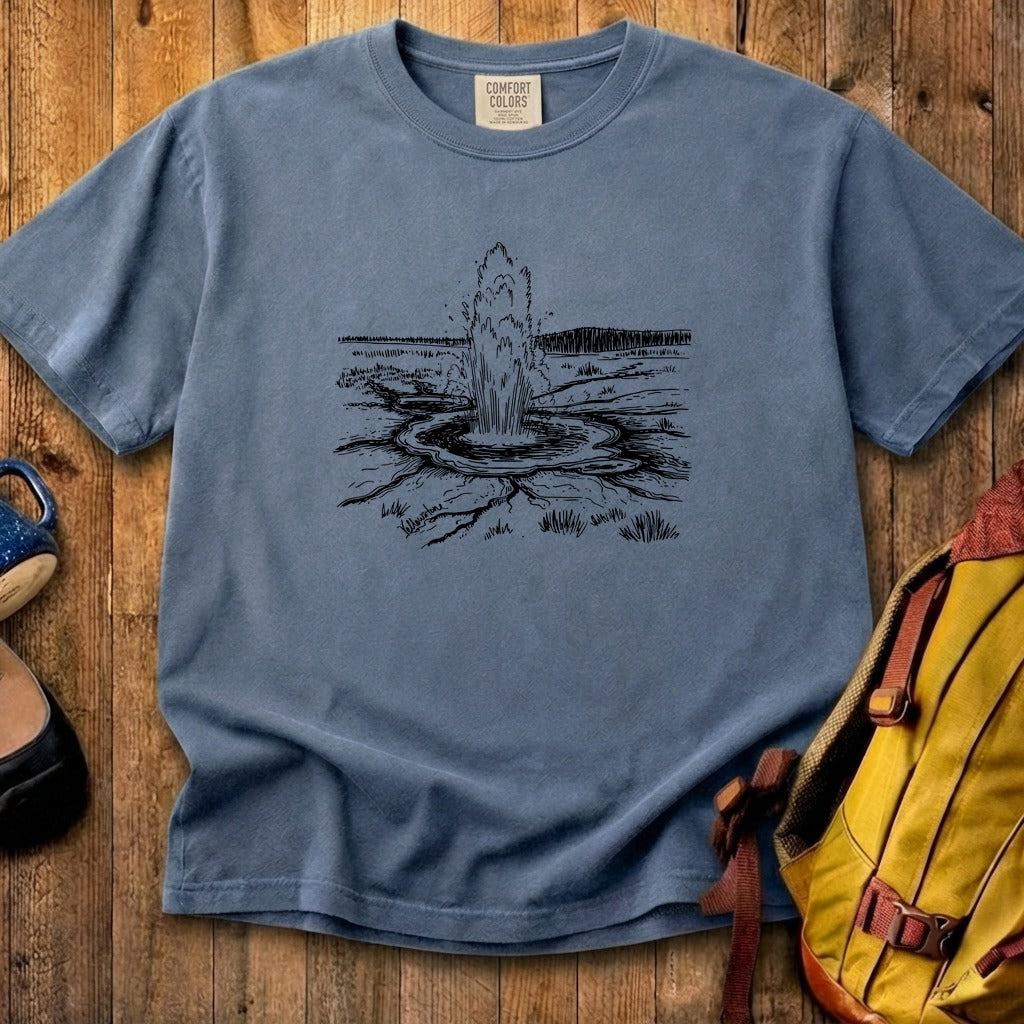 Yellowstone Line Drawing Cotton T-Shirt