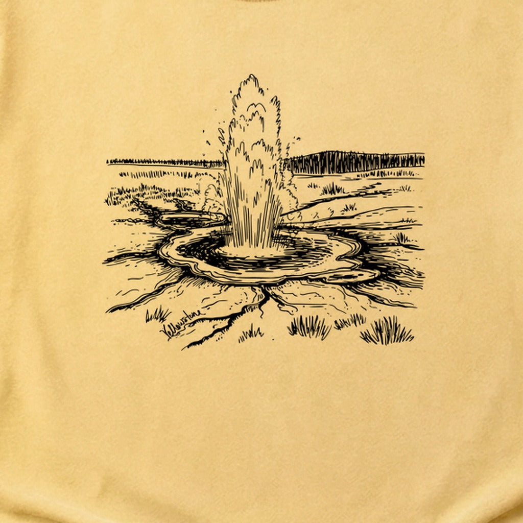 Yellowstone Line Drawing Cotton T-Shirt