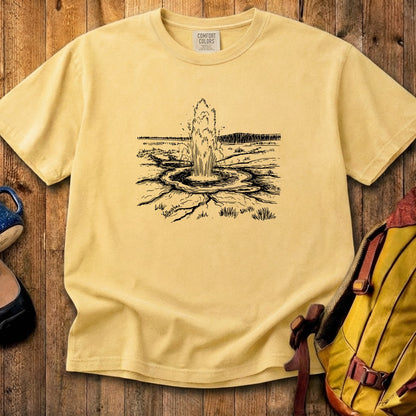 Yellowstone Line Drawing Cotton T-Shirt