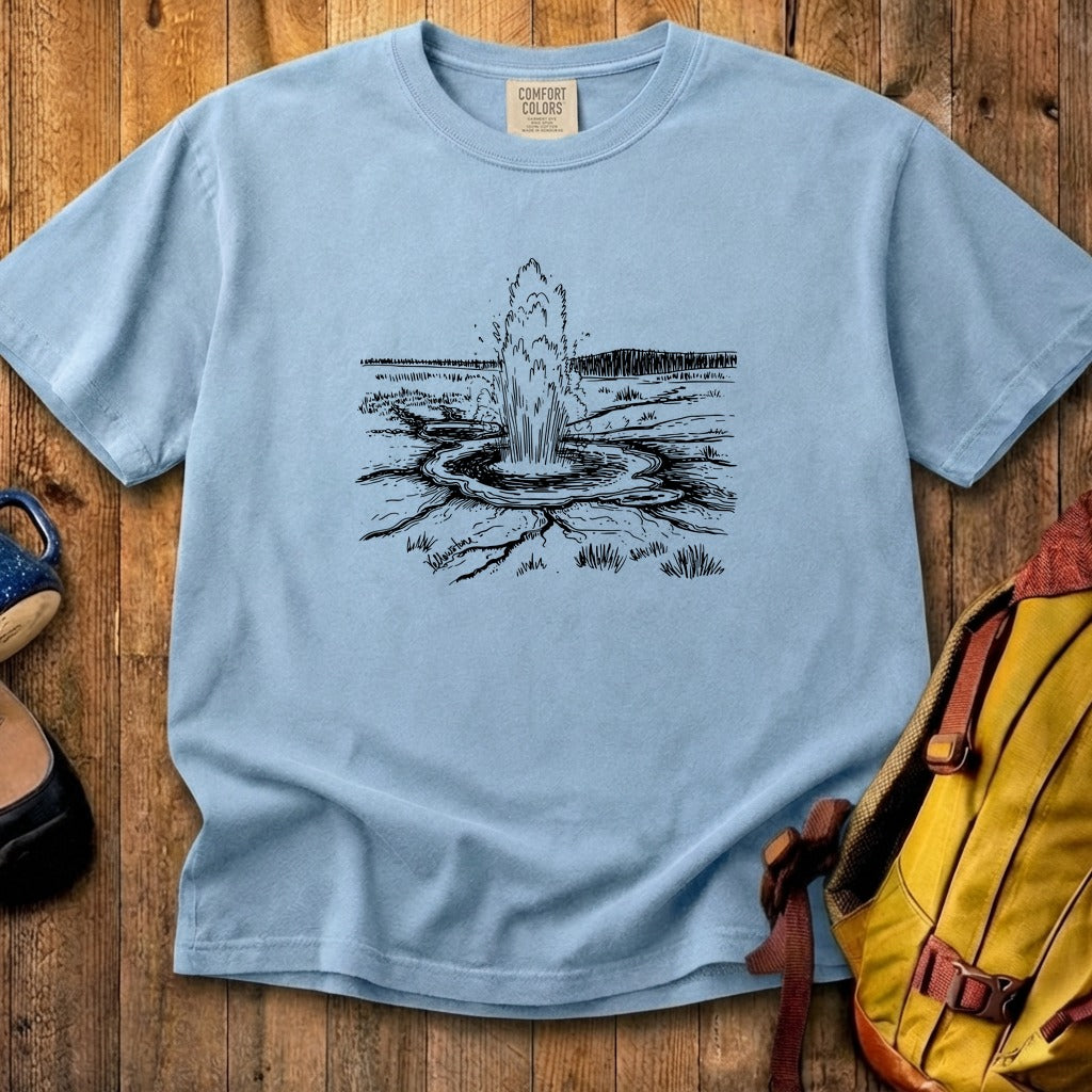 Yellowstone Line Drawing Cotton T-Shirt