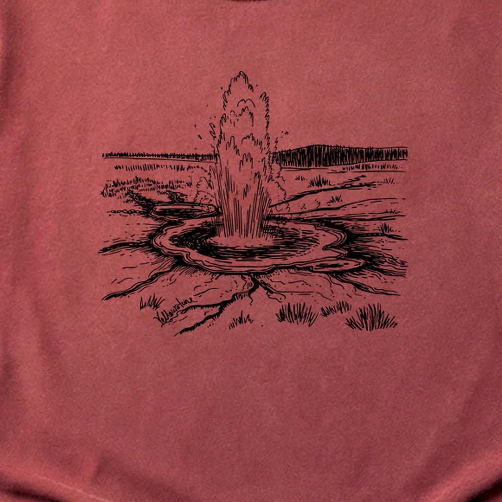 Yellowstone Line Drawing Cotton T-Shirt