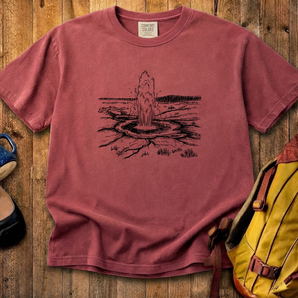 Yellowstone Line Drawing Cotton T-Shirt