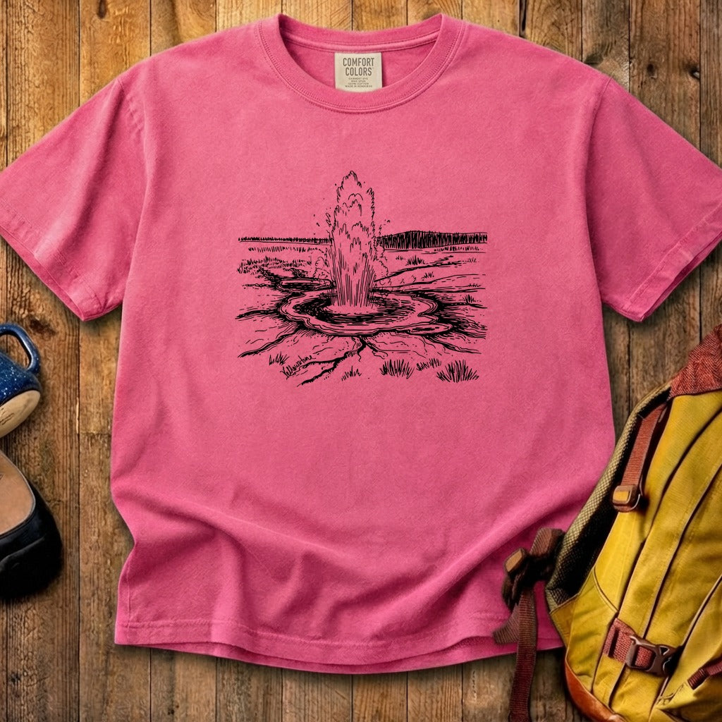 Yellowstone Line Drawing Cotton T-Shirt