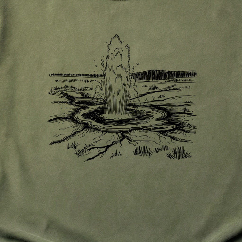 Yellowstone Line Drawing Cotton T-Shirt