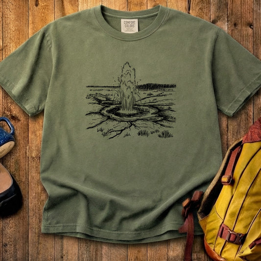 Yellowstone Line Drawing Cotton T-Shirt