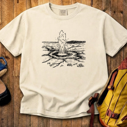 Yellowstone Line Drawing Cotton T-Shirt