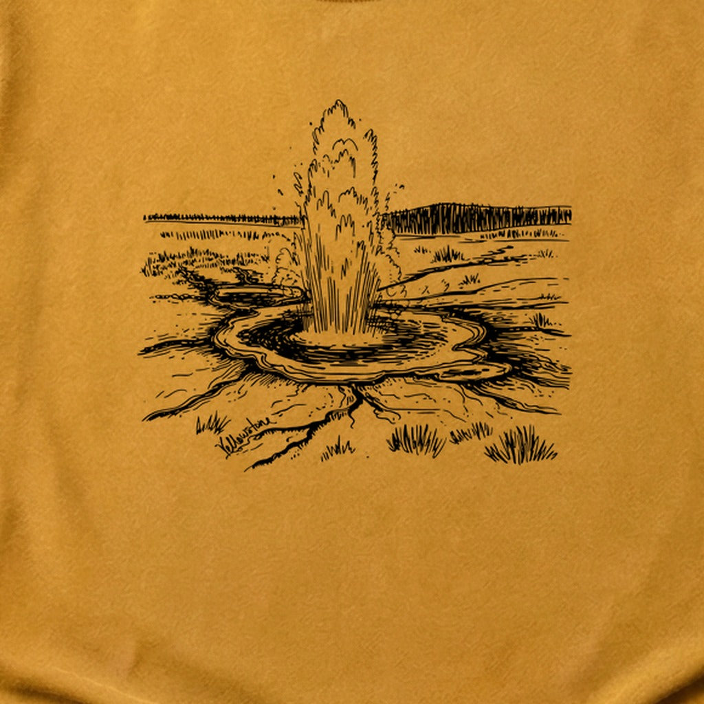 Yellowstone Line Drawing Cotton T-Shirt