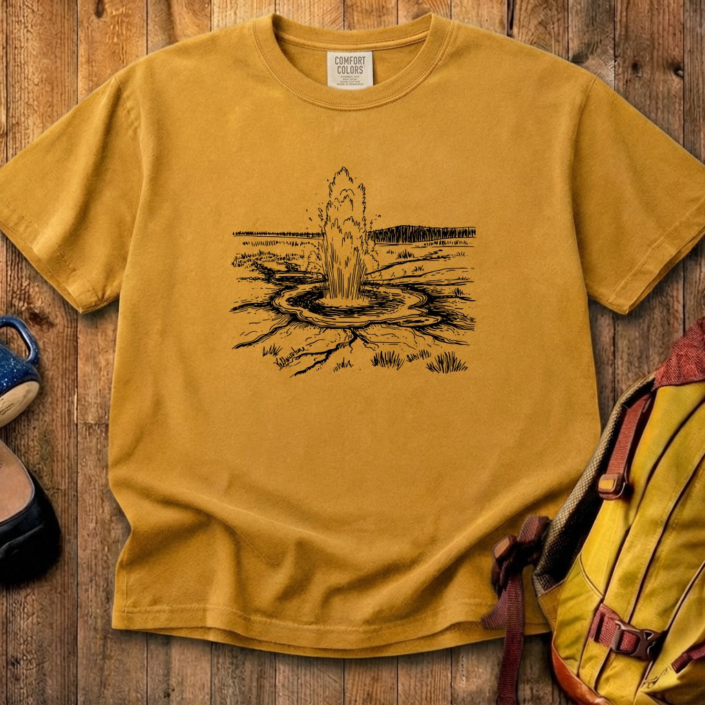 Yellowstone Line Drawing Cotton T-Shirt