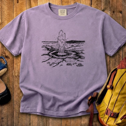 Yellowstone Line Drawing Cotton T-Shirt
