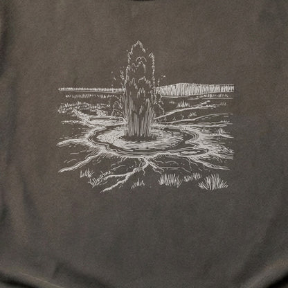 Yellowstone Line Drawing Cotton T-Shirt