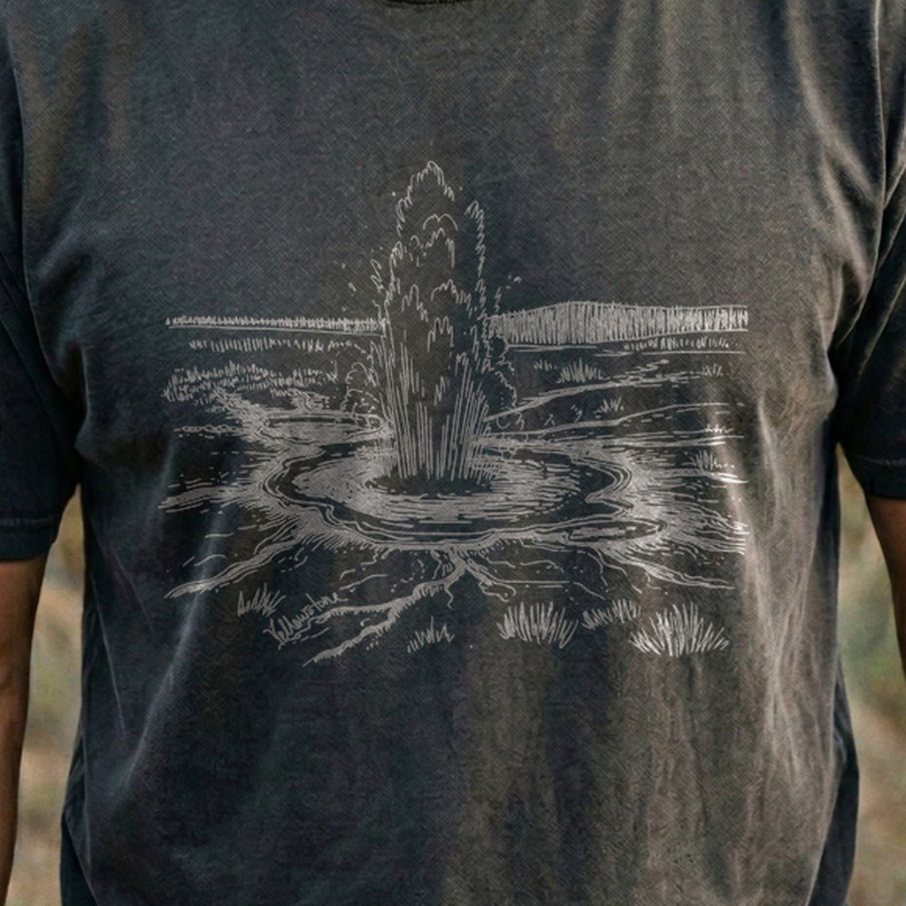 Yellowstone Line Drawing Cotton T-Shirt
