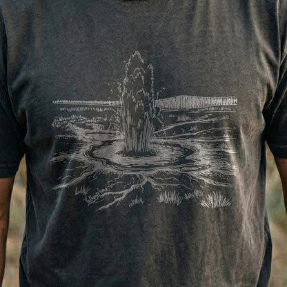 Yellowstone Line Drawing Cotton T-Shirt