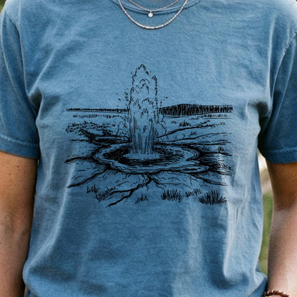 Yellowstone Line Drawing Cotton T-Shirt