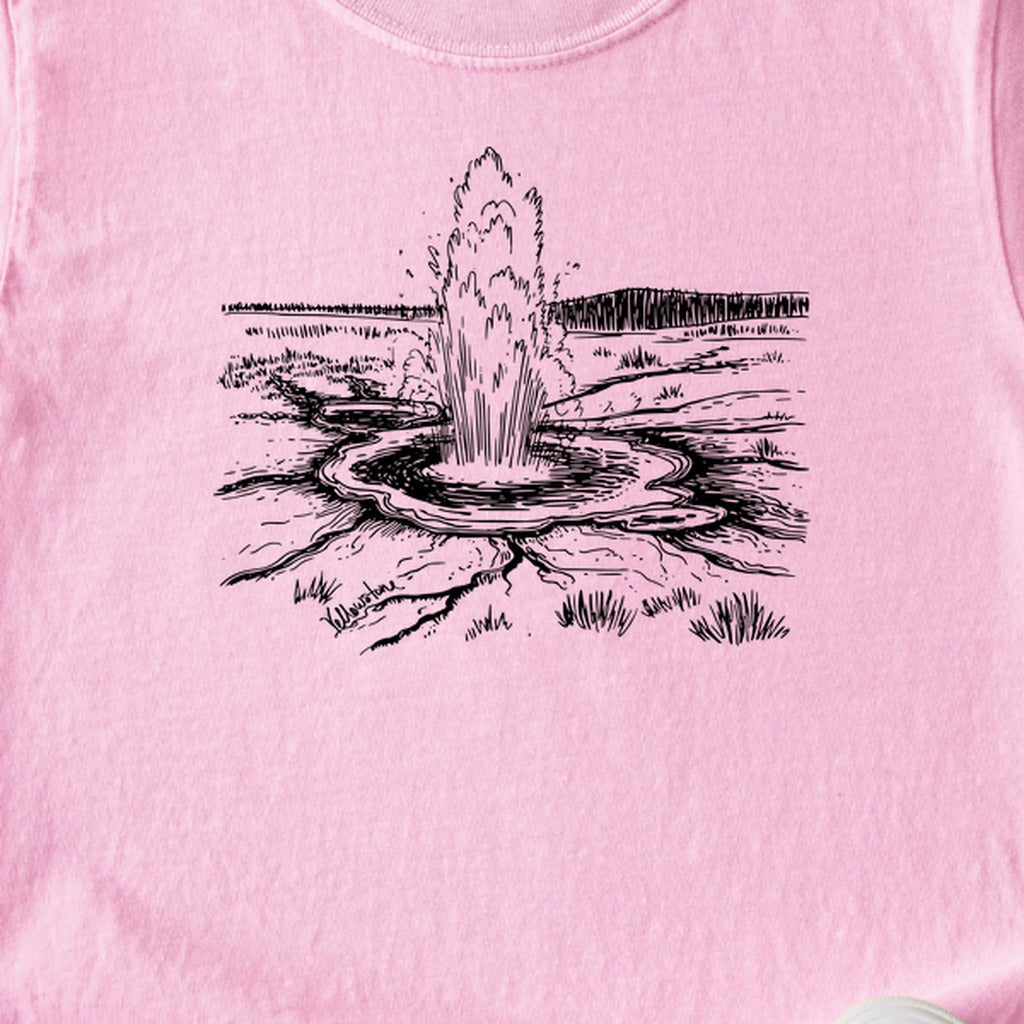 Yellowstone Line Drawing Kids Cotton T-Shirt